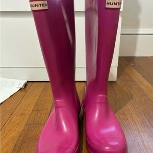 🌧️💗 Hunter Tall Glossy Rain Boots – Hot Pink | Women’s 6 💗🌧️